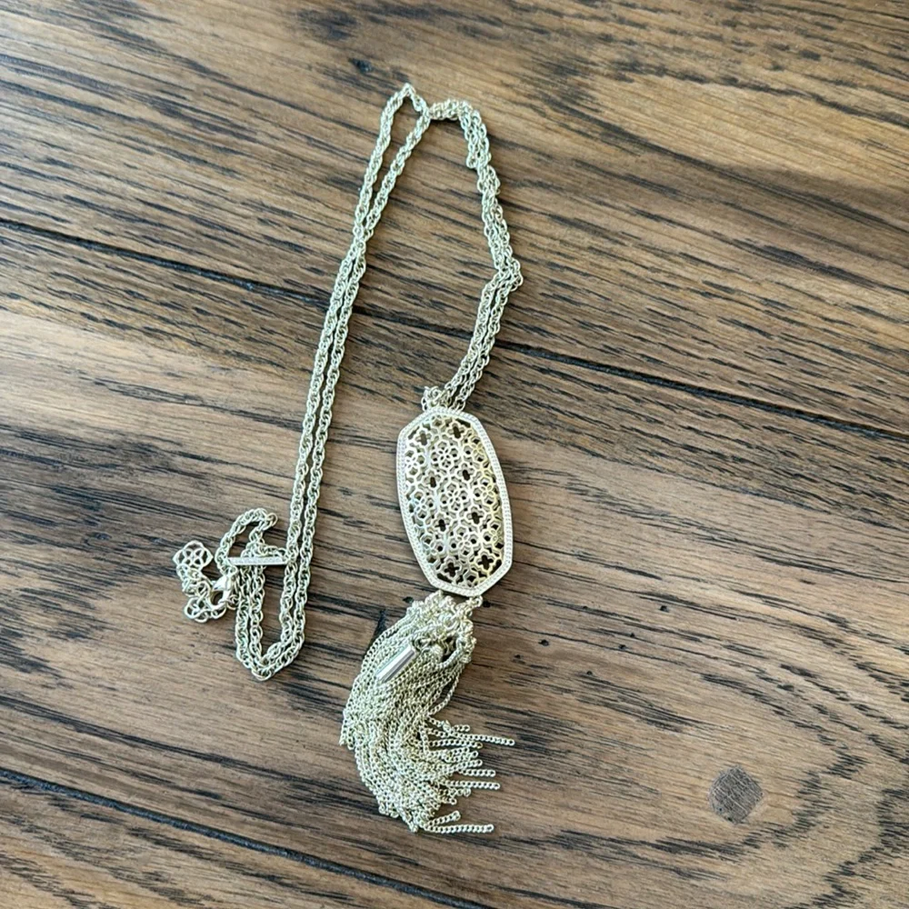 Kendra Scott Gold Filigree Tassel Necklace - Picture 5 of 6